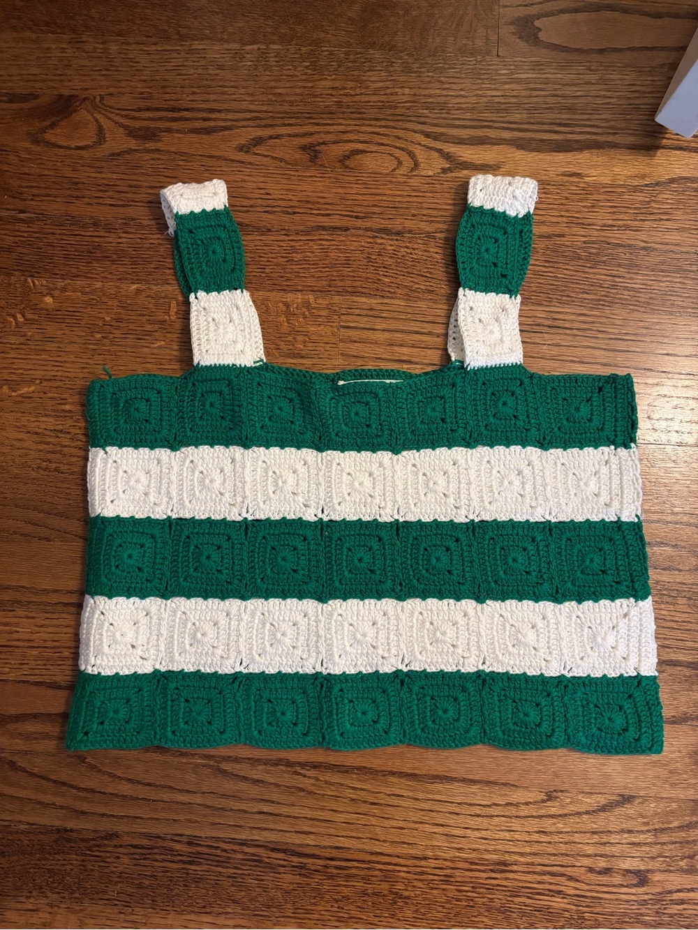 Hyacinth House. Green and White Crochet Cooper Tank